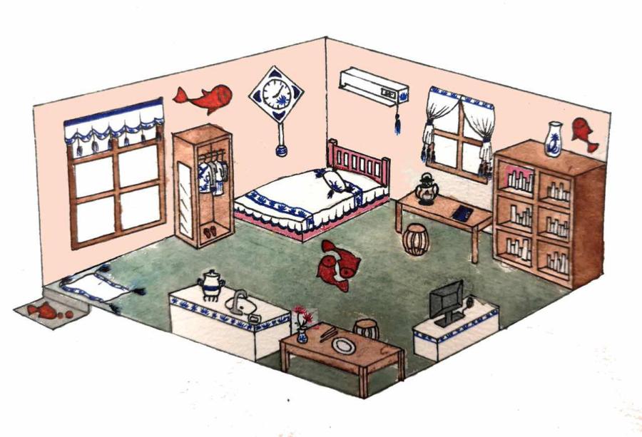 An example of the living alone drawings done by 10th grade students from Changzhou No 2 Middle School. (Photo provided to chinadaily.com.cn)