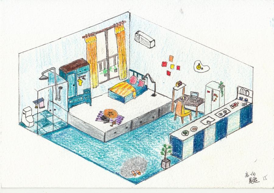 An example of the living alone drawings done by 10th grade students from Changzhou No 2 Middle School. (Photo provided to chinadaily.com.cn)