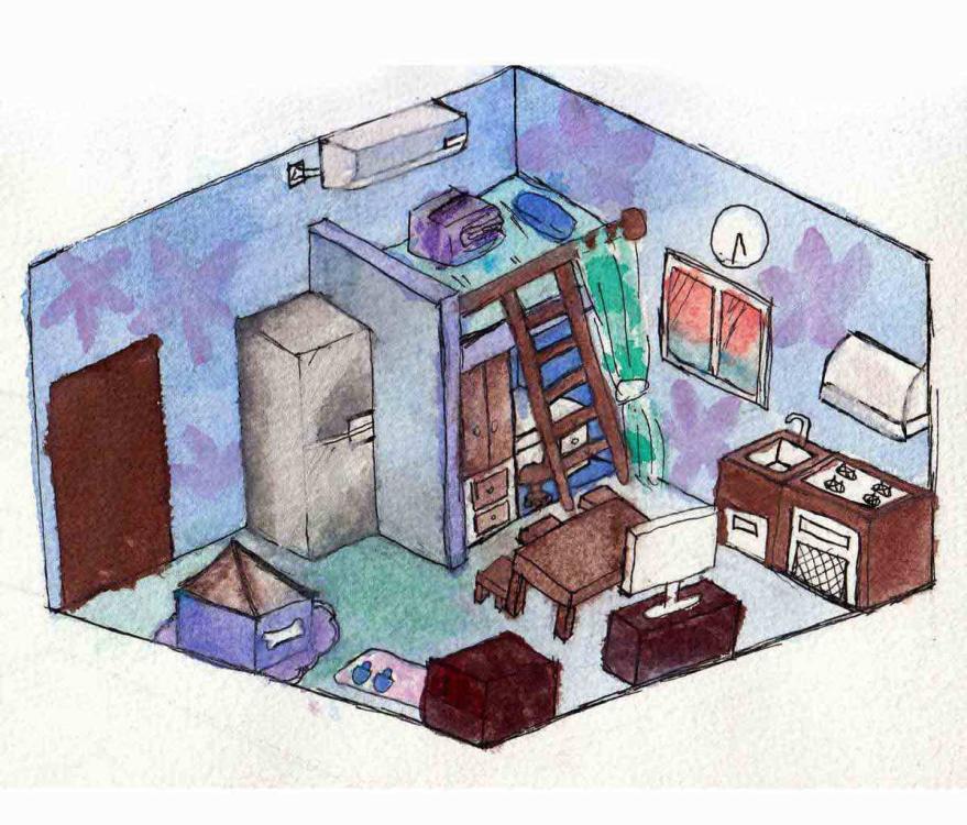 An example of the living alone drawings done by 10th grade students from Changzhou No 2 Middle School. (Photo provided to chinadaily.com.cn)