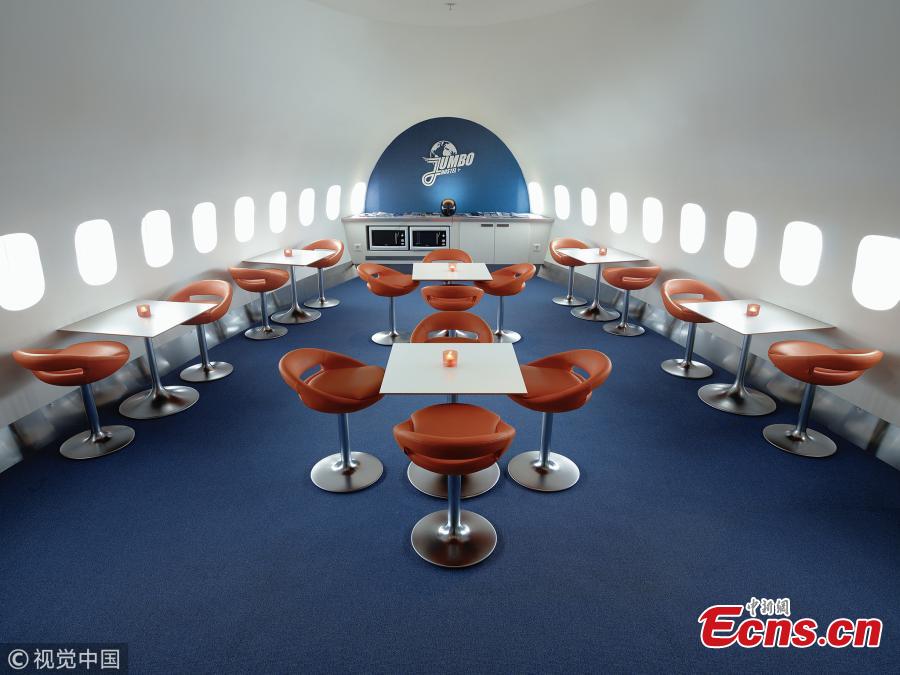 A view of the Jumbo Stay, a hostel located inside a decommissioned 747-200 jetliner at Arlanda Airport near Stockholm, Sweden. The airplane, built in 1976, was last operated by Transjet, a Swedish airline that went bankrupt in 2002. The hostel has 76 beds in 33 rooms, according to the official website. (Photo/VCG)