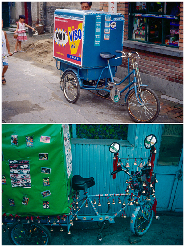 Delivery carts in hutongs 1997 (Photo/chinadaily.com.cn)