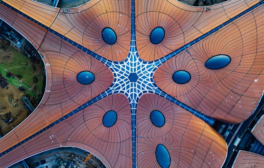 Photos taken on January 21, 2019, show the Beijing Daxing International Airport under construction in Beijing. The facade decoration project is finished, while the interior decoration is 80 percent complete. The new airport is scheduled to begin operation on September 30, 2019. (Photo: Cui Meng/GT)