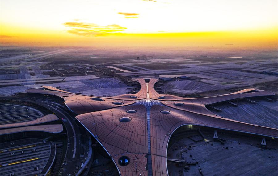 Photos taken on January 21, 2019, show the Beijing Daxing International Airport under construction in Beijing. The facade decoration project is finished, while the interior decoration is 80 percent complete. The new airport is scheduled to begin operation on September 30, 2019. (Photo: Cui Meng/GT)