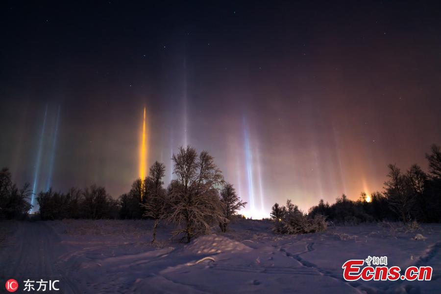 Photographer Mia Stalnacke captures spectacular views of the northern lights in Kiruna, Sweden, as temperatures dropped to minus 20 degrees. (Photo/IC)