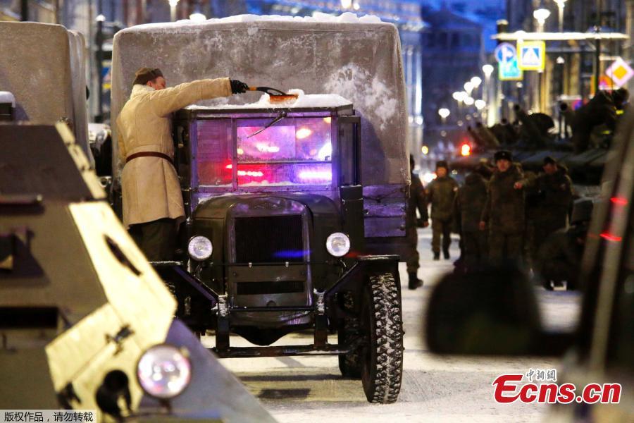 A rehearsal for the military parade which will take place at Dvortsovaya (Palace) Square on Jan. 27 to celebrate the 75th anniversary of the end of the Siege of Leningrad, in St. Petersburg, Russia, Jan. 24, 2019. The Nazi German and Finnish siege and blockade of Leningrad, now known as St. Petersburg, was broken on Jan. 18, 1943 but finally lifted Jan. 27, 1944. (Photo/Agencies)