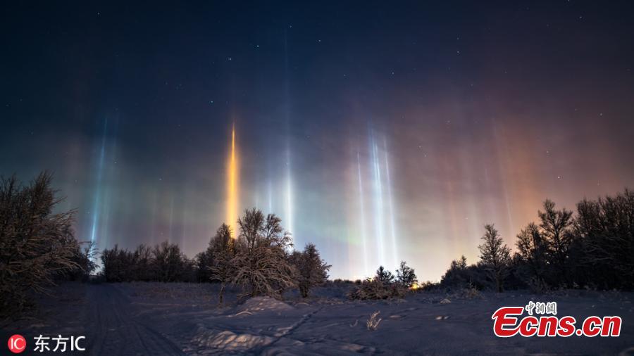 Photographer Mia Stalnacke captures spectacular views of the northern lights in Kiruna, Sweden, as temperatures dropped to minus 20 degrees. (Photo/IC)