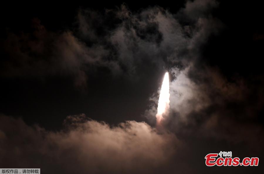 The Indian Space Research Organisation\'s (ISRO), Polar Satellite Launch Vehicle (PSLV-C44) launches off onboard India\'s Defence Research and Development Organisation\'s (DRDO) imaging satellite \'Microsat R\' along with student satellite \'Kalamsat\' at Satish Dhawan Space center in Sriharikota, Andhra Pradesh state, on Jan. 24 , 2019. (Photo/Agencies)