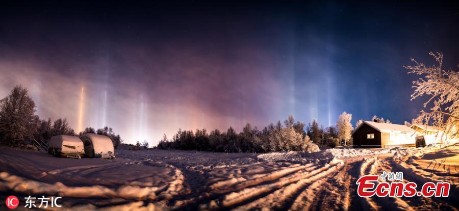 Photographer Mia Stalnacke captures spectacular views of the northern lights in Kiruna, Sweden, as temperatures dropped to minus 20 degrees. (Photo/IC)