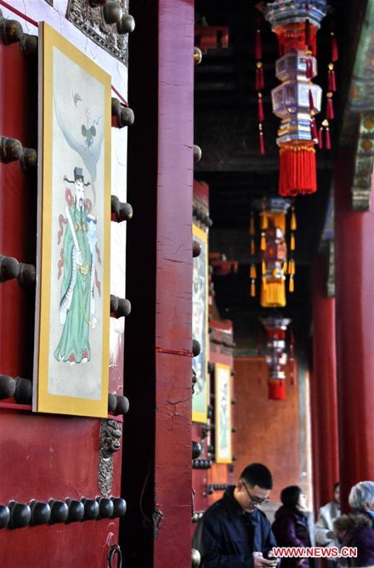 Photo taken on Jan. 25, 2019 shows the Spring Festival decorations in the Palace Museum, also known as the Forbidden City, in Beijing, capital of China. The Palace Museum is decorated to celebrate the upcoming Spring Festival, or the Chinese Lunar New Year, which falls on Feb. 5 this year. (Xinhua/Li Xin)