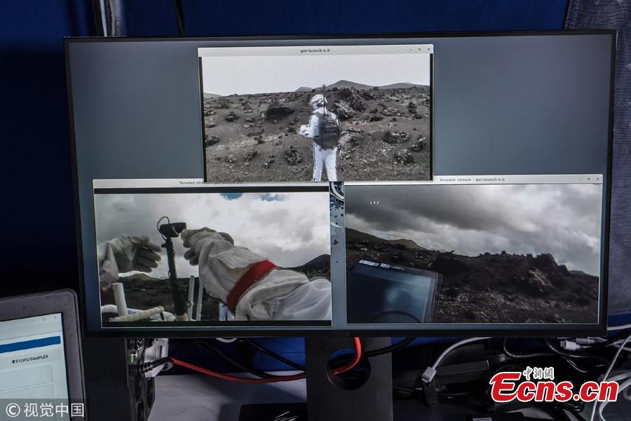 The Pangaea-X crew explore the barren and dry landscape of Lanzarote in the Canary Islands, Spain. Pangaea-X of the European Space Agency (ESA) is a test campaign that brings together geology, high-tech survey equipment and space exploration. Astronauts, scientists, operations experts and instrumentation engineers work side-by-side to advance European know-how of integrated human and robotics mission operations. (Photo/Agencies)