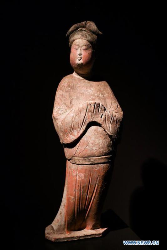 A piece of terracotta work of Eric Pouillot Gallery is seen during the 64th edition of Brafa Art Fair at the Tour & Taxis in Brussels, Belgium, Jan. 28, 2019. A total of 133 Belgian and international galleries presented tens of thousands of art pieces at the fair, which will last till Feb. 3, 2019. Created in 1956, the Brafa Art Fair is one of the world\'s oldest and most prestigious art fairs. (Xinhua/Zheng Huansong)