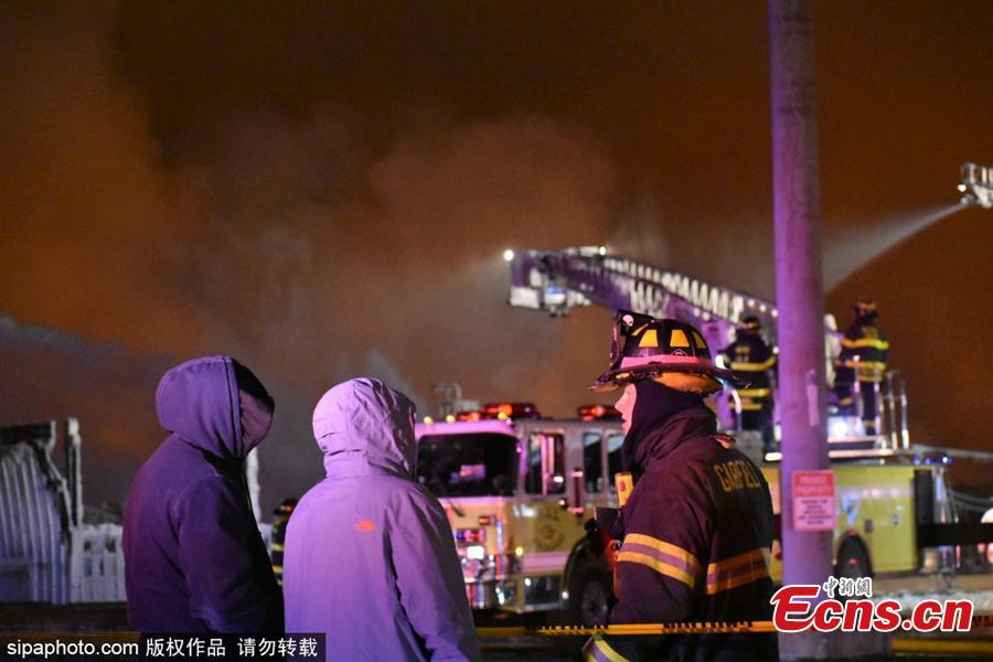 A massive fire destroys Marcal Paper Factory in Elmwood Park, New Jersey on January 30, 2019. (Photo/Sipaphoto.com)
