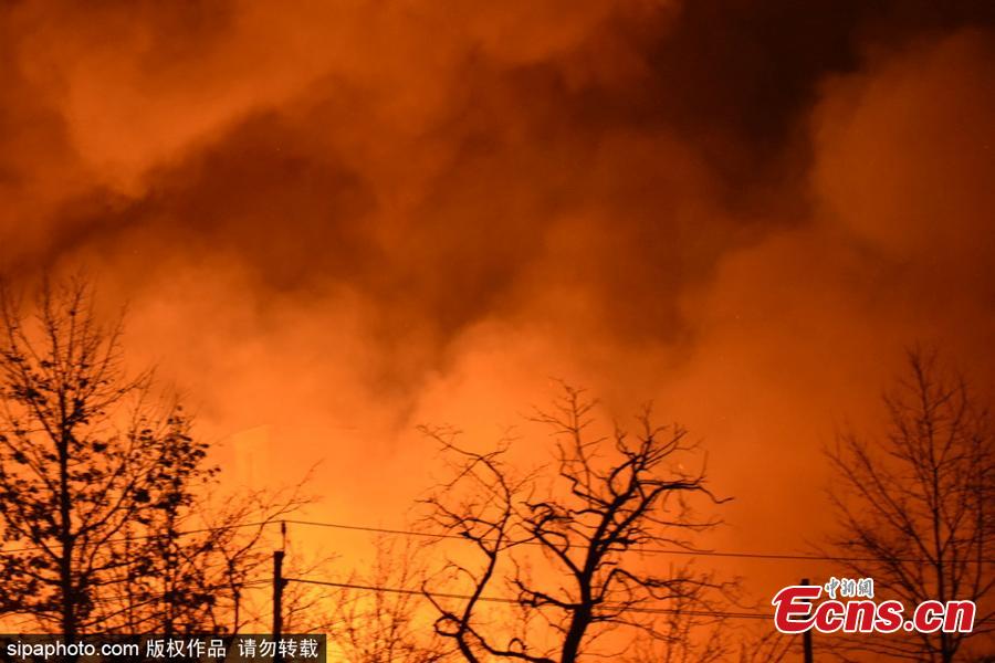 A massive fire destroys Marcal Paper Factory in Elmwood Park, New Jersey on January 30, 2019. (Photo/Sipaphoto.com)