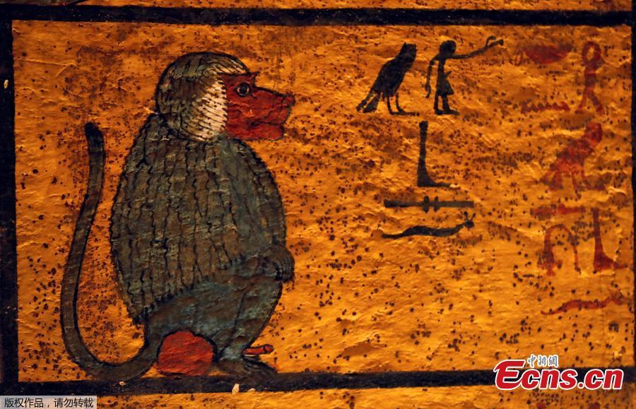 Ancient Egyptian drawings are seen on the newly renovated tomb wall of boy pharaoh King Tutankhamun in the Valley of the Kings in Luxor, Egypt January 31, 2019. A century after the tomb of Tutankhamun was discovered, revealing the mummified boy-king buried more than 3,000 years ago, it has re-opened, brighter and safer thanks to painstaking work to repair damage caused by dust, damp and visitors. (Photo/Agencies)
