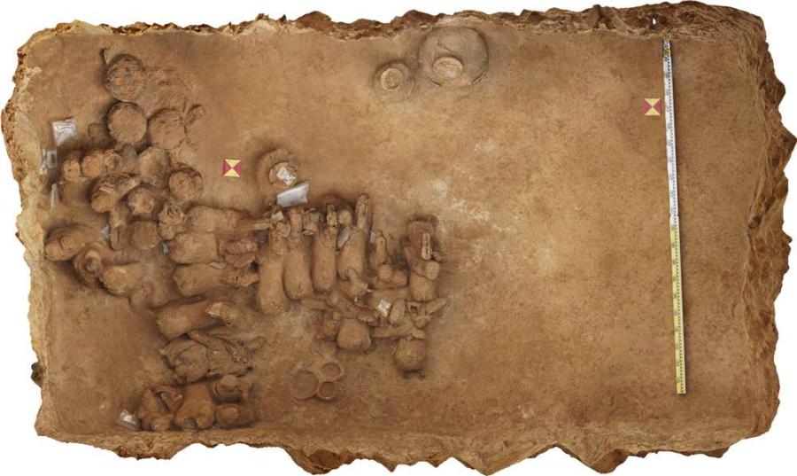 A collection of painted terracotta was discovered in Pingdu, a county-level city in Qingdao, Shandong Province (Photo by Peng Yu/for chinadaily.com.cn)