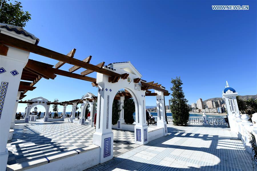 Photo taken on Feb. 16, 2019 shows seaside scenery in the city of Benidorm, the Province of Alicante, Spain. (Xinhua/Guo Qiuda)