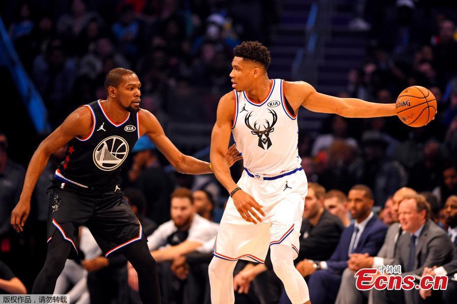 Team LeBron, down by 20 in the second half, finally got firing and went on to beat Team Giannis 178-164 in the 2019 NBA All-Star Game at Spectrum Center, Charlotte, North Carolina, Feb. 17, 2019. (Photo/Agencies)