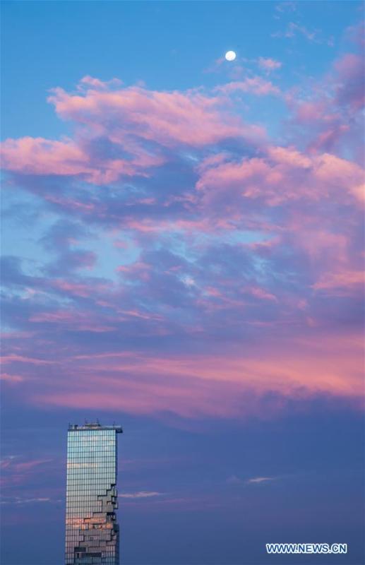 The photo shows King Power MahaNakhon skyscraper under a clear sky after rainfall in Bangkok, Thailand, Feb. 17, 2019. The rainfall helped to improve the air quality in Bangkok. (Xinhua/Zhang Keren)