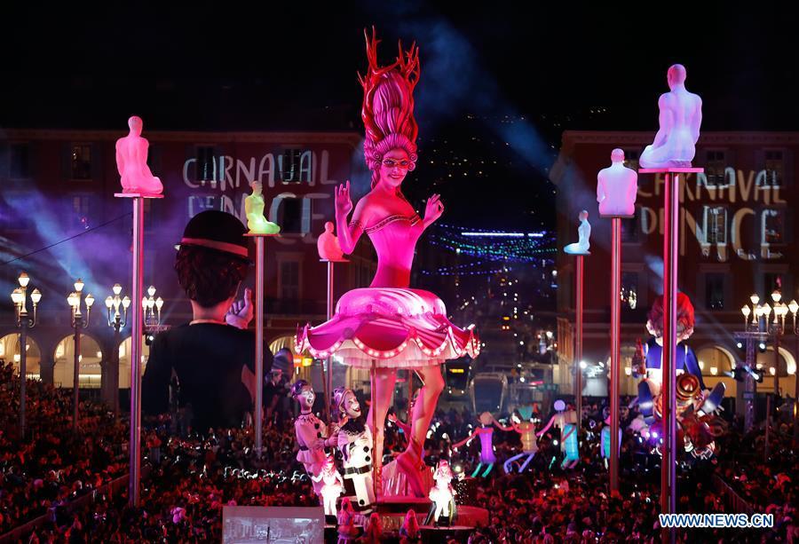 Floats are seen during the parade of Nice Carnival with the theme \