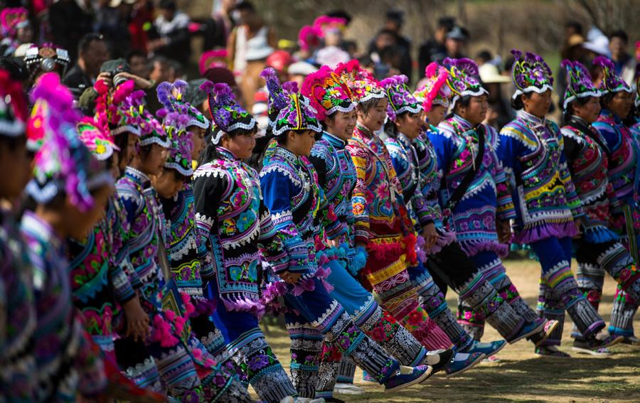 Villagers dance at the festival on Feb. 19, 2019.  (Photo/Xinhua)