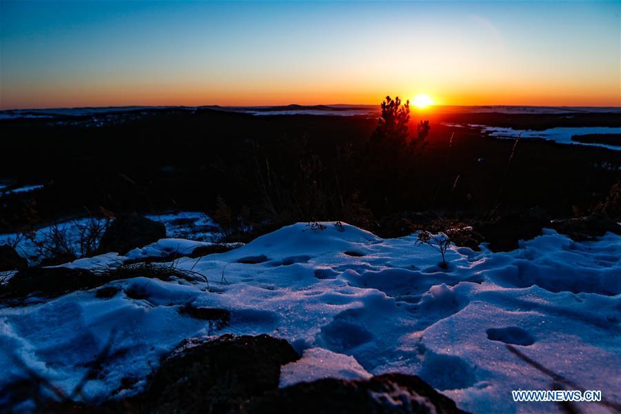 Photo taken on Feb. 20, 2019 shows a view of the Moheertu national wetland park in Ewenki Autonomous Banner of Hulun Buir, north China\'s Inner Mongolia Autonomous Region. (Xinhua/Yu Dongsheng)