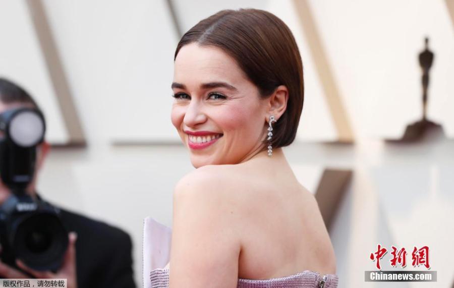Actress Emilia Clarke arrives for the 91st annual Academy Awards ceremony at the Dolby Theatre in Hollywood, California, United States, Feb. 24, 2019. (Photo/Agencies)