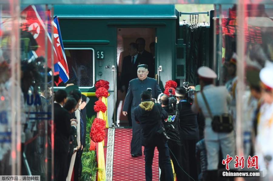 DPRK\'s top leader Kim Jong-un arrives at the Dong Dang railway station, Vietnam, at the border with China, Feb. 26, 2019. (Photo/Agencies)