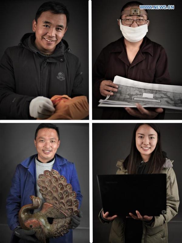 Staff members of the Potala Palace work on registration of documents in Lhasa, capital of southwest China\'s Tibet Autonomous Region, Nov. 16, 2018. The Chinese government will invest 300 million yuan (44.9 million U.S. dollars) in the next 10 years in its greatest efforts of protection and utilization of ancient documents in the Potala Palace, a World Heritage site in Lhasa, southwest China\'s Tibet Autonomous Region, according to the management office of the Potala Palace. (Xinhua/Purbu Zhaxi)