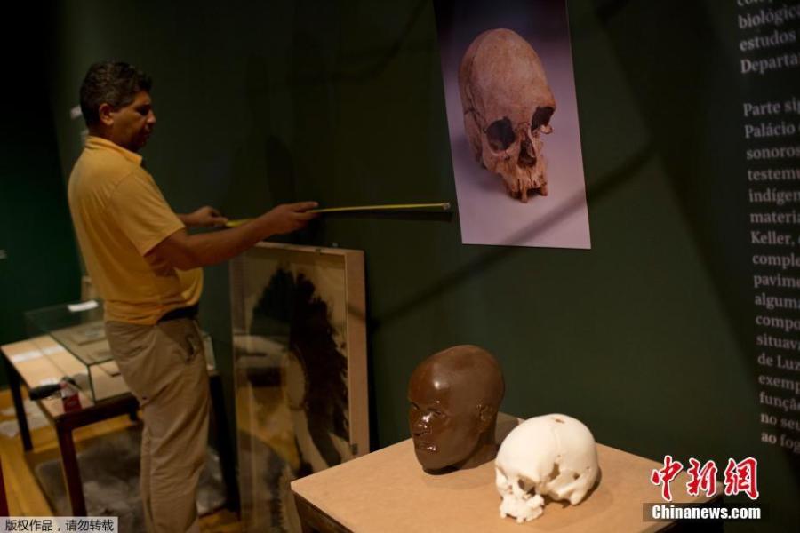 Pieces rescued from the ashes of last year\'s fire at the National Museum are displayed at the Bank of Brazil Cultural Center in Rio de Janeiro, Brazil, Feb. 25, 2019. The exhibit is titled \