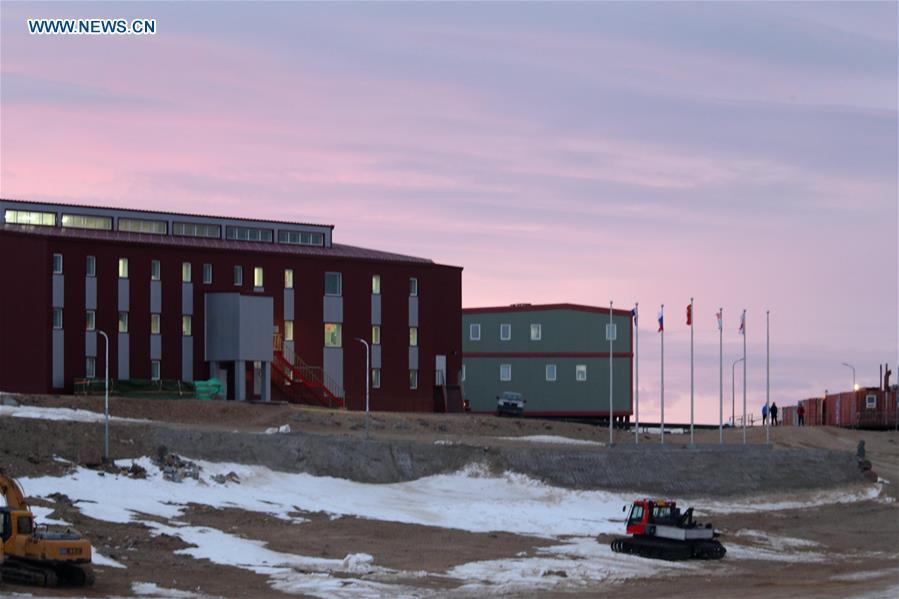 Photo taken on Feb. 13, 2019 shows a view of Zhongshan Station, a Chinese research base in Antarctica. The Zhongshan Station, set up on Feb. 26, 1989, was the second of four scientific research bases on the Antarctic ice sheet built by China since 1964. Today it remains a logistical transit hub for inland expedition on the icy continent. Over the past 30 years, the Zhongshan Station has grown into a modern \