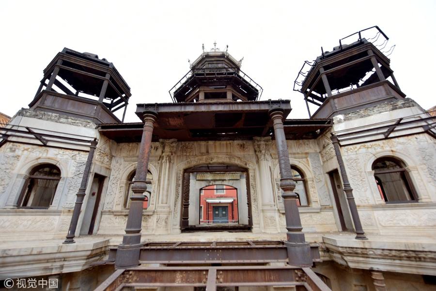 A view of the unfinished Hall of Prolonging Happiness (Yanxi gong) in the Palace Museum in Beijing. In 1909, the Qing Dynasty government initiated the construction of a western-style \