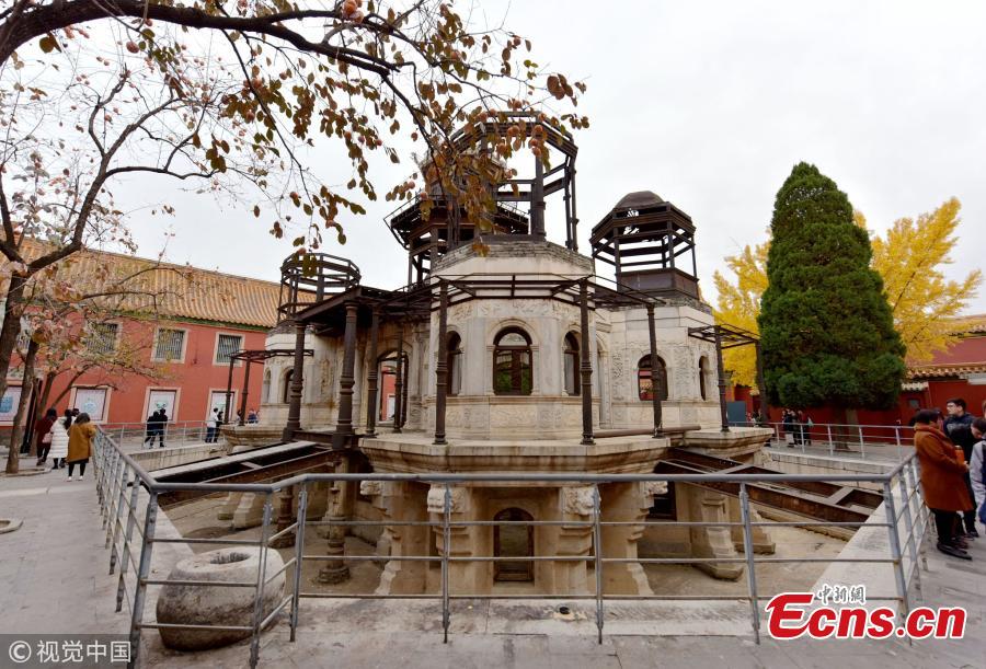 A view of the unfinished Hall of Prolonging Happiness (Yanxi gong) in the Palace Museum in Beijing. In 1909, the Qing Dynasty government initiated the construction of a western-style \