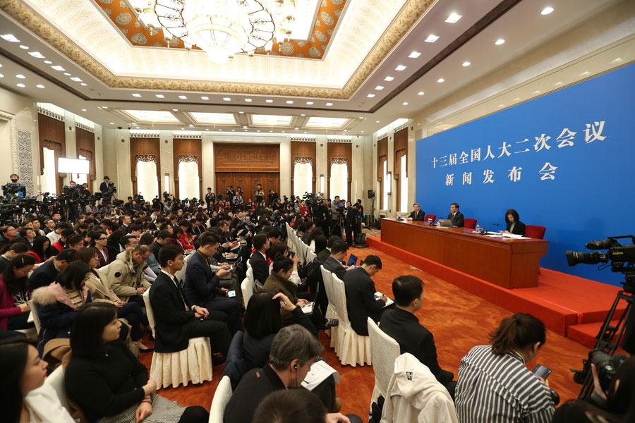 he 13th National People\'s Congress, the top legislature, holds a news conference in Beijing on March 4, 2019.  (Photo/chinadaily.com.cn)
