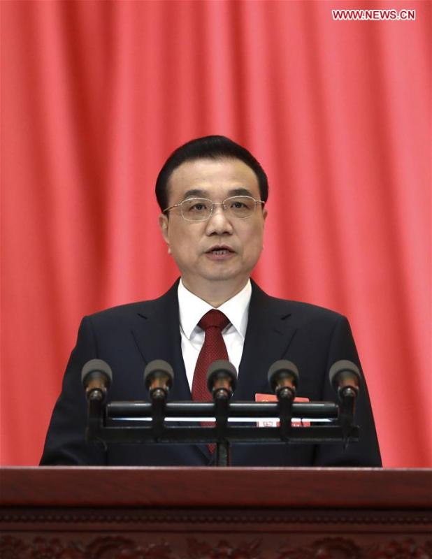 Chinese Premier Li Keqiang delivers a government work report at the opening meeting of the second session of the 13th National People\'s Congress at the Great Hall of the People in Beijing, capital of China, March 5, 2019. (Xinhua/Pang Xinglei)