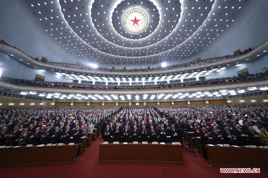 The second session of the 13th National People\'s Congress opens at the Great Hall of the People in Beijing, capital of China, March 5, 2019. (Xinhua/Ju Peng)