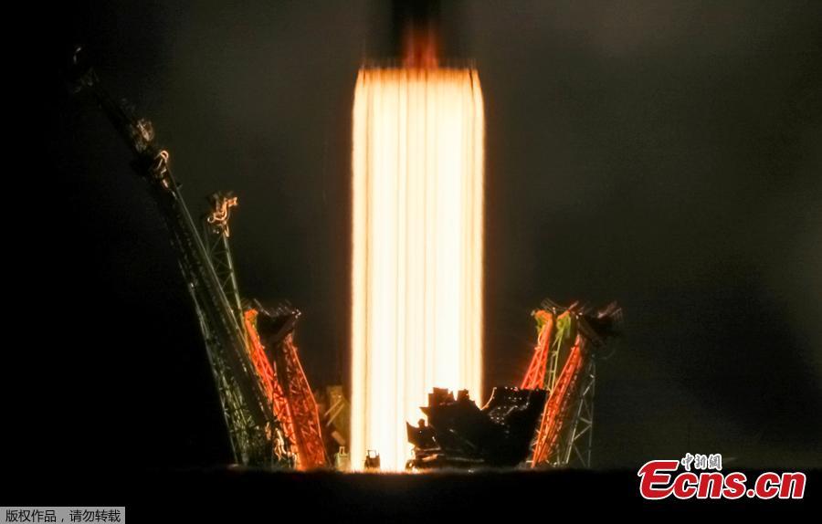 The Soyuz MS-12 spacecraft carrying the crew formed of Aleksey Ovchinin of Russia, Nick Hague and Christina Koch of the U.S. blasts off to the International Space Station (ISS) from the launchpad at the Baikonur Cosmodrome, Kazakhstan March 15, 2019. (Photo/Agencies)