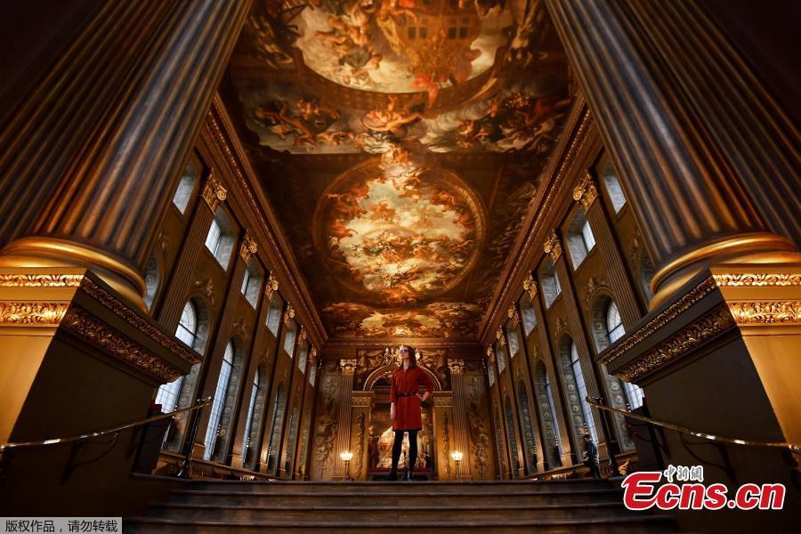 Photo taken on March 20, 2019 shows the Painted Hall at the Old Royal Naval College, Greenwich, one of the most spectacular and important baroque interiors in Europe. It will reopen on March 23 following a major conservation project. (Photo/Agencies)