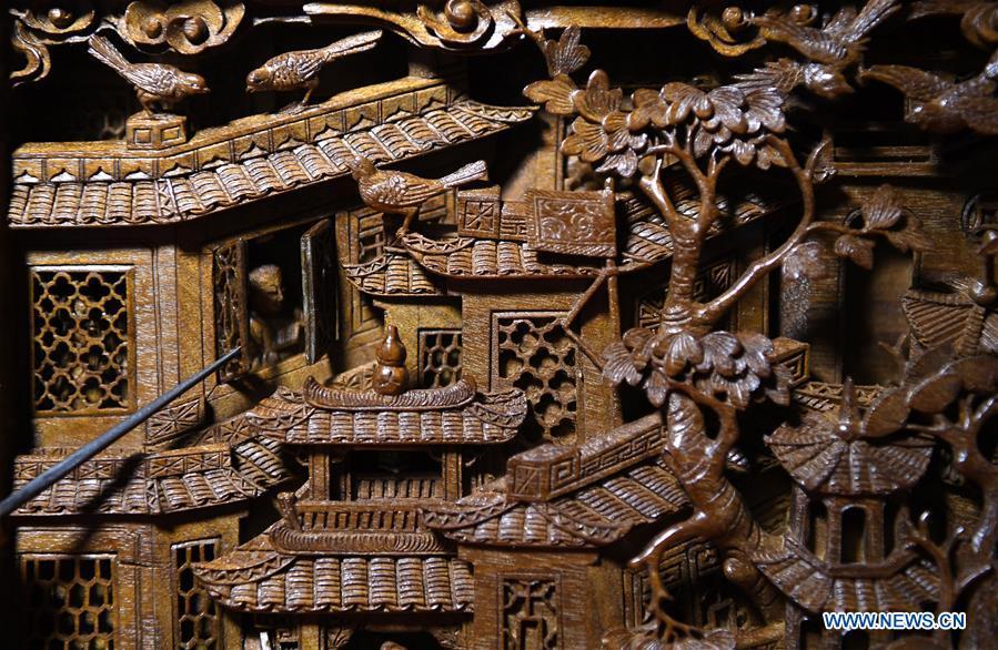 Photo taken on March 18, 2019 shows the details of the artwork \