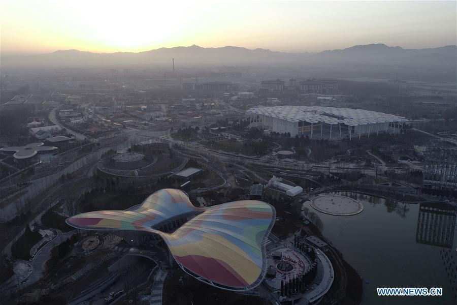 Aerial photo taken on March 27, 2019 shows the site of the International Horticultural Exhibition 2019 Beijing China (Expo 2019 Beijing) in Yanqing District of Beijing, capital of China. The 2019 Beijing International Horticultural Exhibition is slated to kick off on April 29, 2019. (Xinhua/Zhang Haofu)