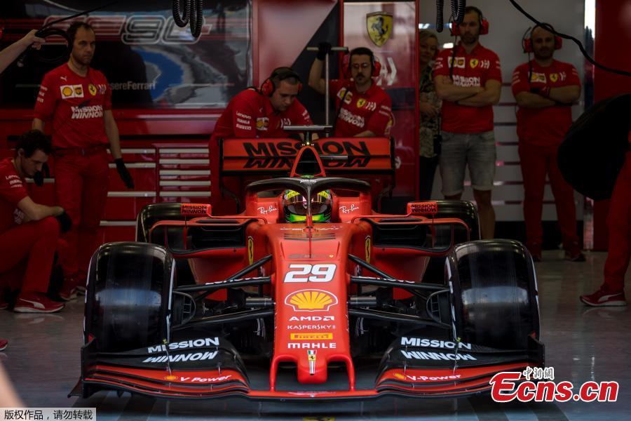 German Formula 2 driver Mick Schumacher sits in a Ferrari car during his first testing for Formula One team Scuderia Ferrari at the Sakhir circuit near Manama, Bahrain, Apr. 2, 2019.  (Photo/Agencies)
