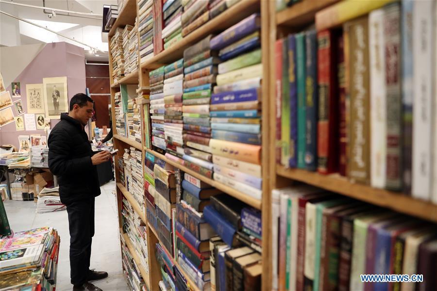 A man visits the Alexandria International Book Fair in Alexandria, Egypt, March 31, 2019. The 15th Alexandria International Book Fair, the second largest exhibition in Egypt, witnessed a high visitor turnout, surprising officials of Bibliotheca Alexandria, the organizing body of the two-week event. (Xinhua/Ahmed Gomaa)