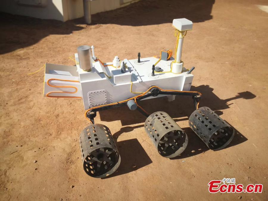 Photo taken on April 17, 2019 show the models of Mars rovers are seen at \