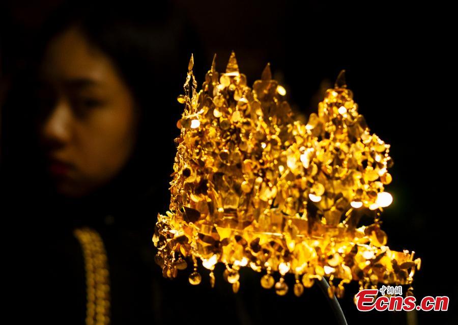 National treasures from Afghanistan during an exhibition at Tsinghua University Art Museum in Beijing, April 18, 2019. The exhibition, titled, \