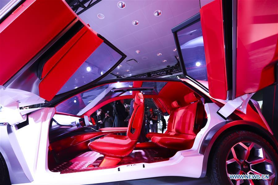 The Kia Habaniro Concept is seen during the media preview of the 2019 New York International Auto Show in New York, the United States, April 17, 2019. The 2019 New York International Auto Show will be open to public on Friday. (Xinhua/Wang Ying)