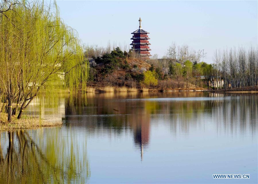 Photo taken on April 2, 2019 shows the scenery of Yanqi Lake in Beijing, capital of China. The second Belt and Road Forum for International Cooperation is to be held on April 25-27 in Beijing. (Xinhua/Chen Jianli)