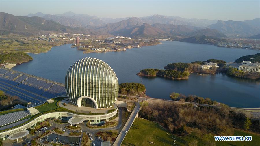 Aerial photo taken on April 2, 2019 shows the scenery of Yanqi Lake in Beijing, capital of China. The second Belt and Road Forum for International Cooperation is to be held on April 25-27 in Beijing. (Xinhua/Chen Yehua)