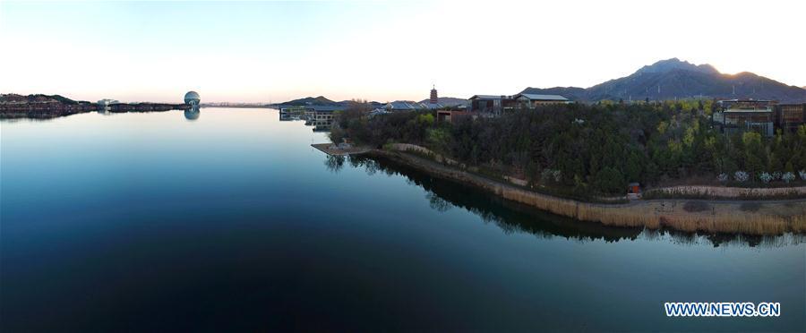 Aerial photo taken on April 3, 2019 shows the scenery of Yanqi Lake in Beijing, capital of China. The second Belt and Road Forum for International Cooperation is to be held on April 25-27 in Beijing. (Xinhua/Cai Yang)