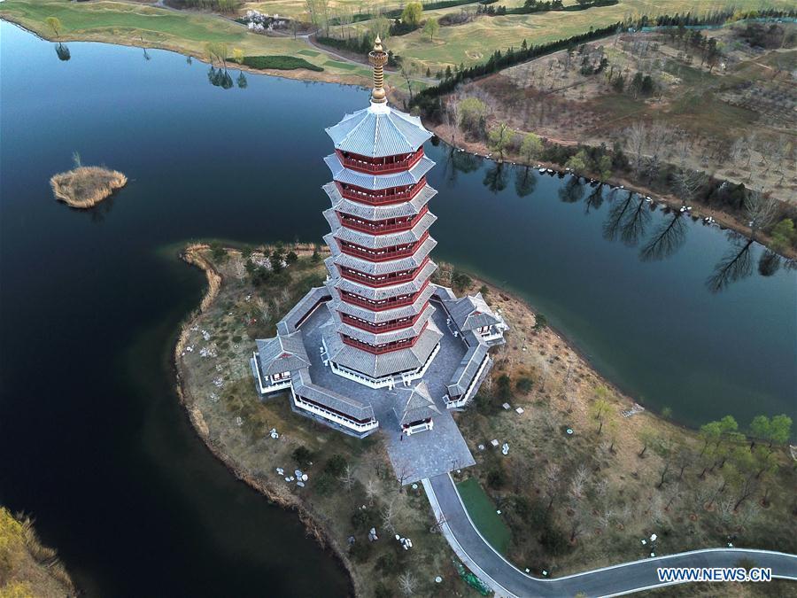 Aerial photo taken on April 3, 2019 shows the scenery of Yanqi Lake in Beijing, capital of China. The second Belt and Road Forum for International Cooperation is to be held on April 25-27 in Beijing. (Xinhua/Cai Yang)
