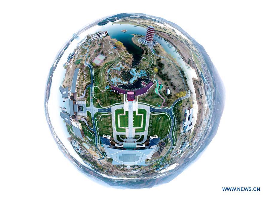 Panorama aerial photo taken on April 1, 2019 shows the scenery of Yanqi Lake in Beijing, capital of China. The second Belt and Road Forum for International Cooperation is to be held on April 25-27 in Beijing. (Xinhua/Yin Gang)