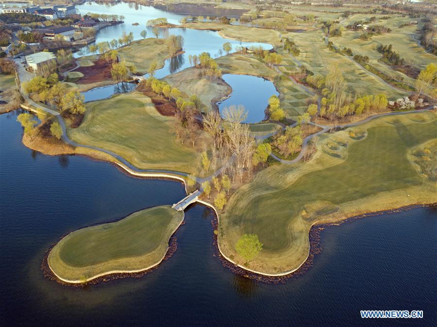 Aerial photo taken on April 1, 2019 shows the scenery of Yanqi Lake in Beijing, capital of China. The second Belt and Road Forum for International Cooperation is to be held on April 25-27 in Beijing. (Xinhua/Cai Yang)